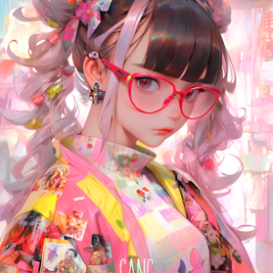 Niña con lentes rojos ai